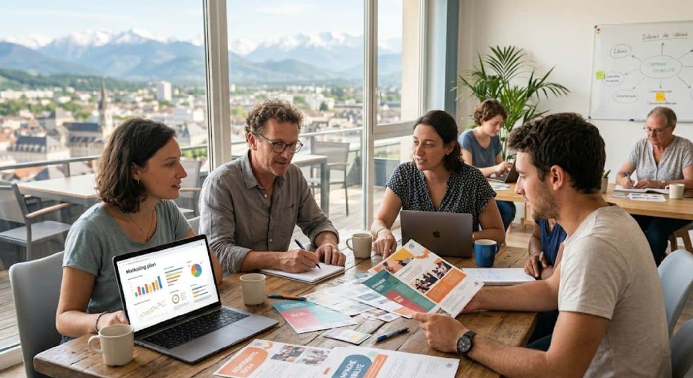 Réunion d'une association préparant sa communication pour recruter de nouveaux adhérents